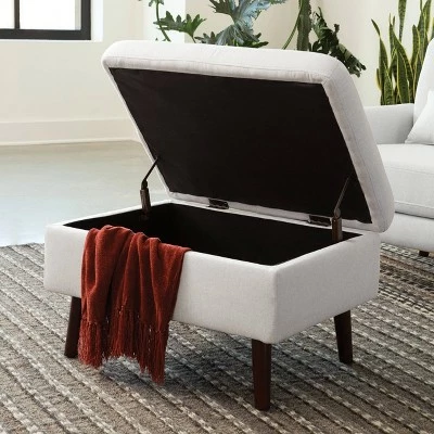 Tufted Fabric Mid-Century Modern Storage Ottoman & Walnut Legs Light Gray - OFM 13 Tufted Fabric Mid-Century Modern Storage Ottoman & Walnut Legs Light Gray - OFM - Image 11