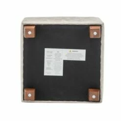 Square Storage Ottoman with Piping and Lift Off Lid Distressed Tan Faux Leather - WOVENBYRD -Ottomans Official Shop unnamed file 10024