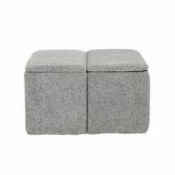 Stout Storage Ottoman Polyester/Metal/Wood Light Gray - LumiSource