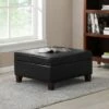 Bert Square Faux Leather Storage Ottoman Black - Dorel Living