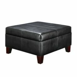 Bert Square Faux Leather Storage Ottoman Black - Dorel Living -Ottomans Official Shop unnamed file 10077