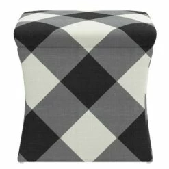 Tyler Storage Ottoman - Skyline Furniture Dotted Stripe Indigo