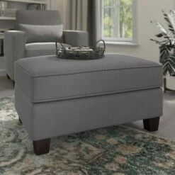 Stockton Storage Ottoman Herringbone Fabric - Bush Furniture Beige