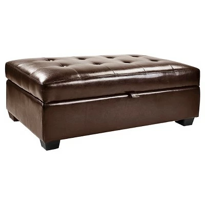 Antonio Bonded Leather Storage Ottoman - CorLiving Black 6 Antonio Bonded Leather Storage Ottoman - CorLiving Black - Image 4