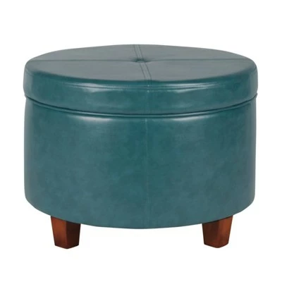 Upholstered Wooden Ottoman with Single Button Tufted Lift Top Storage - Benzara Blue 3 Upholstered Wooden Ottoman with Single Button Tufted Lift Top Storage - Benzara Blue