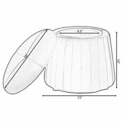 Fabulaxe Modern Tufted Velvet Mushroom Shape Storage Ottoman Storage Stool Trunk -Ottomans Official Shop unnamed file 10153