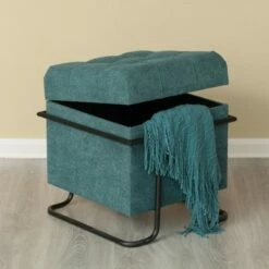Fabulaxe Square Fabric Storage Ottoman with Black Metal Frame -Ottomans Official Shop unnamed file 10168
