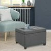 HOMCOM Fabric Tufted Storage Ottoman with Flip Top Seat Lid, Metal Hinge and Stable Rubberwood Frame for Living Room, Entryway, or Bedroom, Grey -Ottomans Official Shop unnamed file 10171