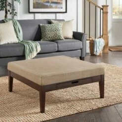 Mclaren Espresso Finish Linen Square Storage Ottoman - Inspire Q Dark Gray -Ottomans Official Shop unnamed file 10178