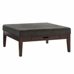 Mclaren Espresso Finish Linen Square Storage Ottoman - Inspire Q Dark Gray -Ottomans Official Shop unnamed file 10185