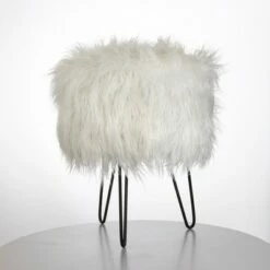 Patrice Faux Fur Stool - Buylateral Gray -Ottomans Official Shop unnamed file 10233