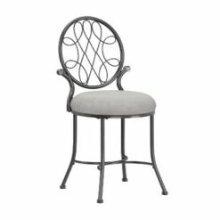 19" O'Malley Metal Vanity Stool - Hillsdale Furniture Metallic Gray -Ottomans Official Shop unnamed file 10244