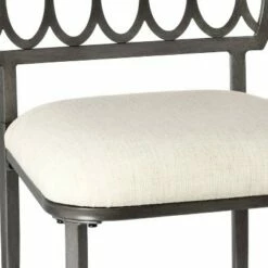 18" Canal Street Metal Vanity Stool - Hillsdale Furniture Pewter/cream -Ottomans Official Shop unnamed file 10295