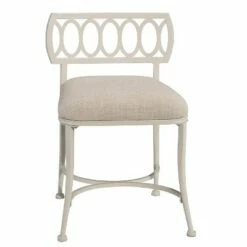 18" Canal Street Metal Vanity Stool - Hillsdale Furniture Pewter/cream -Ottomans Official Shop unnamed file 10296