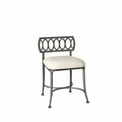 18" Canal Street Metal Vanity Stool - Hillsdale Furniture Pewter/cream -Ottomans Official Shop unnamed file 10298