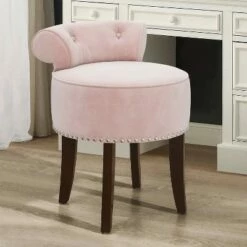 22.5" Lena Wood and Upholstered Vanity Stool - Hillsdale Furniture Pink -Ottomans Official Shop unnamed file 10309