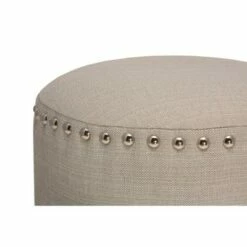 18.5" Laura Round Backless Upholstered Vanity Stool Light Linen Gray - Hillsdale Furniture