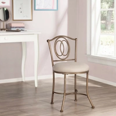 19.5" Emerson Metal Vanity Stool - Hillsdale Furniture Silver 9 19.5" Emerson Metal Vanity Stool - Hillsdale Furniture Silver - Image 7