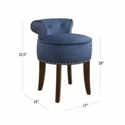 Lena Wood Vanity Stool Blue Velvet - Hillsdale Furniture -Ottomans Official Shop unnamed file 10372