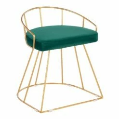 Canary Glam/Contemporary Vanity Stool - LumiSource Gold/white Velvet -Ottomans Official Shop unnamed file 10405