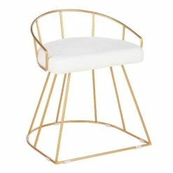 Canary Glam/Contemporary Vanity Stool - LumiSource Gold/white Velvet -Ottomans Official Shop unnamed file 10406
