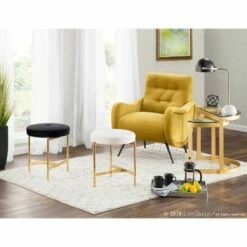 Chloe Contemporary Vanity Stool Gold Metal - LumiSource Black/gold -Ottomans Official Shop unnamed file 10414