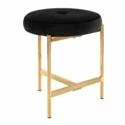 Chloe Contemporary Vanity Stool Gold Metal - LumiSource Black/gold -Ottomans Official Shop unnamed file 10415