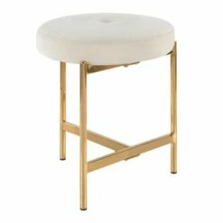 Chloe Contemporary Vanity Stool Gold Metal - LumiSource Black/gold -Ottomans Official Shop unnamed file 10417