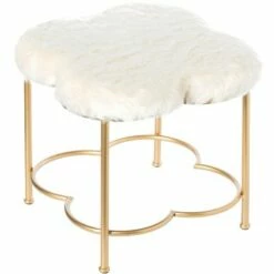 Fabulaxe Cloud Shaped White Fur Gold Vanity Stool -Ottomans Official Shop unnamed file 10426