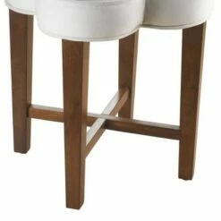 Ottomans Official Shop 10 20.5" Clover Upholstered Wood Vanity Stool Cherry/White - Hillsdale Furniture