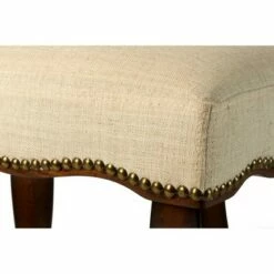 Ottomans Official Shop 6 19" Hamilton Backless Upholstered Wood Vanity Stool Burnished Oak/Cream - Hillsdale Furniture