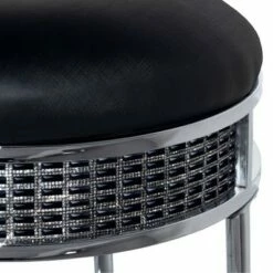 18" Venice Metal Backless Vanity Stool with Faux - Hillsdale Furniture Black Crystal/chrome -Ottomans Official Shop unnamed file 10451