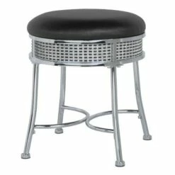 18" Venice Metal Backless Vanity Stool with Faux - Hillsdale Furniture Black Crystal/chrome -Ottomans Official Shop unnamed file 10455