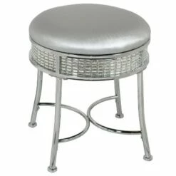 18" Venice Metal Backless Vanity Stool with Faux - Hillsdale Furniture Black Crystal/chrome -Ottomans Official Shop unnamed file 10456