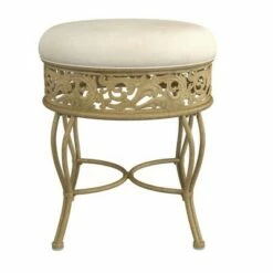 18.5" Villa III Upholstered Backless Metal Vanity Stool Beige - Hillsdale Furniture -Ottomans Official Shop unnamed file 10459