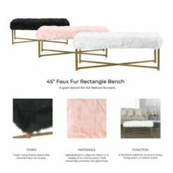 Faux Fur Rectangle Bench White - HomePop -Ottomans Official Shop unnamed file 1046