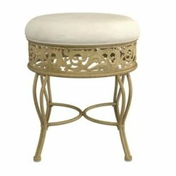 18.5" Villa III Upholstered Backless Metal Vanity Stool Beige - Hillsdale Furniture -Ottomans Official Shop unnamed file 10461