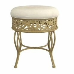 18.5" Villa III Upholstered Backless Metal Vanity Stool Beige - Hillsdale Furniture -Ottomans Official Shop unnamed file 10462