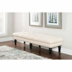 62" Isabelle Bench - Linon Natural -Ottomans Official Shop unnamed file 1093