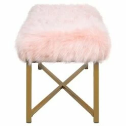 Faux Fur Rectangle Bench - Pink - HomePop -Ottomans Official Shop unnamed file 1123