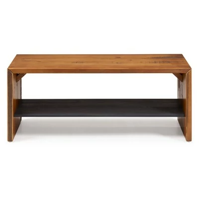 42" Two-Tone Rustic Farmhouse Entryway Bench with Shelf - Saracina Home Gray 5 42" Two-Tone Rustic Farmhouse Entryway Bench with Shelf - Saracina Home Gray - Image 3