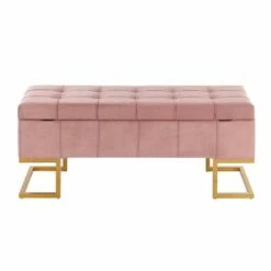 41" Midas Glam Storage Bench - LumiSource Steel/velvet Gold/white -Ottomans Official Shop unnamed file 1181