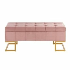 41" Midas Glam Storage Bench - LumiSource Steel/velvet Gold/white -Ottomans Official Shop unnamed file 1182