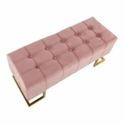 41" Midas Glam Storage Bench - LumiSource Steel/velvet Gold/white -Ottomans Official Shop unnamed file 1183