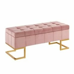 41" Midas Glam Storage Bench - LumiSource Steel/velvet Gold/white -Ottomans Official Shop unnamed file 1188