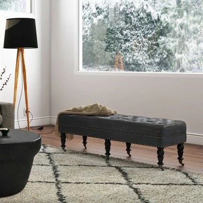 Donovan Tufted Ottoman Bench - WyndenHall Black/tweed Look Fabric 3 Donovan Tufted Ottoman Bench - WyndenHall Black/tweed Look Fabric