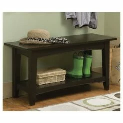 Alaterre Furniture Cottage Bench with Shelf - Alaterre Black -Ottomans Official Shop unnamed file 1285