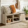 48" Farmhouse Sliding Door Wood and Metal Bench - Saracina Home Birch -Ottomans Official Shop unnamed file 1324