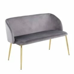 46" Fran Glam Bench - LumiSource Steel/velvet Gold/black -Ottomans Official Shop unnamed file 1353