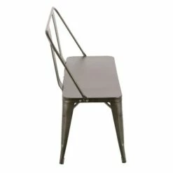 Oregon Industrial Metal Dining Entryway Bench- LumiSource Silver